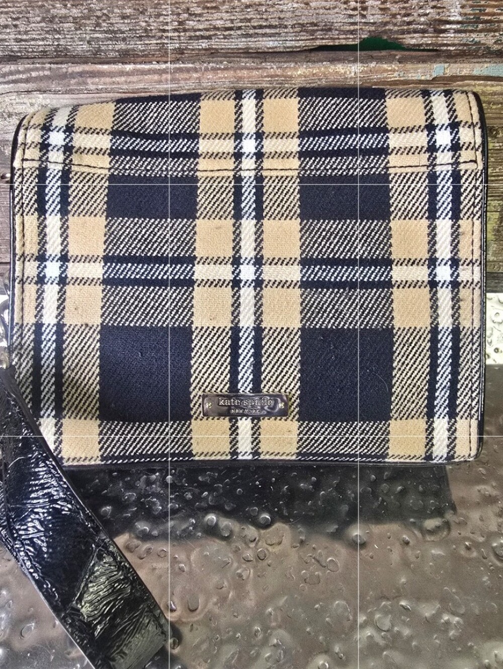 Kate Spade Wool Plaid Crossbody Bag Rare Script Lining Y2K, Vintage - Picture 3 of 13